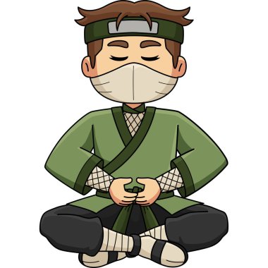 Bu karikatür bir Ninja Meditasyon illüstrasyonunu gösteriyor.. 