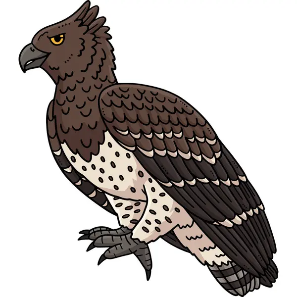 stock vector This cartoon clipart shows a Martial Eagle Bird illustration.