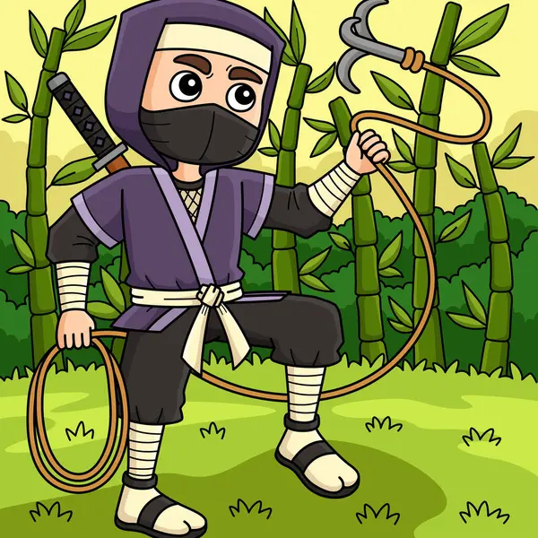 Bu karikatür parçası, kancalı bir Ninja çizimini gösteriyor..