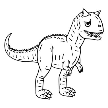 Bir Carnotaurus dinozorunun sevimli ve komik renkli sayfası. Çocuklar için saatlerce boyama eğlencesi sağlıyor. Renklendirmek için, bu sayfa çok kolaydır. Küçük çocuklar ve yeni yürümeye başlayanlar için uygun..