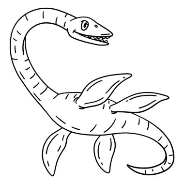 Elasmosaurus Dinozor 'un sevimli ve komik renkli sayfası. Çocuklar için saatlerce boyama eğlencesi sağlıyor. Renklendirmek için, bu sayfa çok kolaydır. Küçük çocuklar ve yeni yürümeye başlayanlar için uygun..