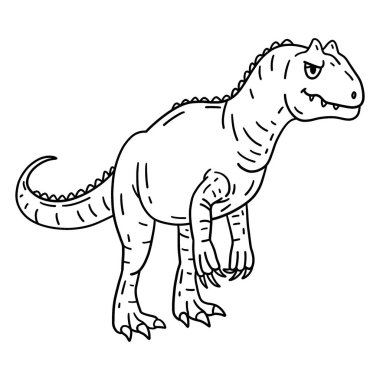 Bir Allosaurus dinozorunun sevimli ve komik renkli sayfası. Çocuklar için saatlerce boyama eğlencesi sağlıyor. Renklendirmek için, bu sayfa çok kolaydır. Küçük çocuklar ve yeni yürümeye başlayanlar için uygun..