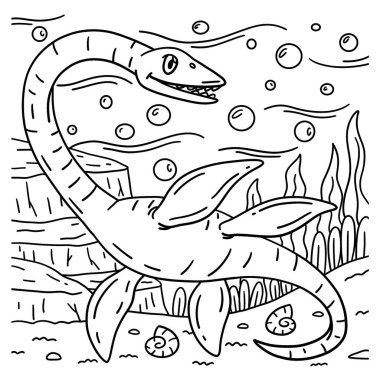 Elasmosaurus Dinozor 'un sevimli ve komik renkli sayfası. Çocuklar için saatlerce boyama eğlencesi sağlıyor. Renklendirmek için, bu sayfa çok kolaydır. Küçük çocuklar ve yeni yürümeye başlayanlar için uygun..