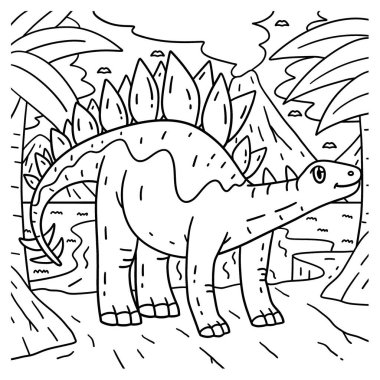 Stegosaurus Dinozor 'un sevimli ve komik renkli sayfası. Çocuklar için saatlerce boyama eğlencesi sağlıyor. Renklendirmek için, bu sayfa çok kolaydır. Küçük çocuklar ve yeni yürümeye başlayanlar için uygun..