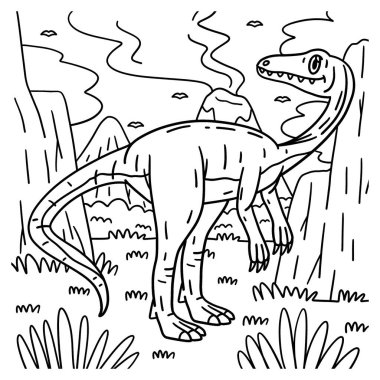 A cute and funny coloring page of a Coelophysis Dinosaur. Provides hours of coloring fun for children. To color, this page is very easy. Suitable for little kids and toddlers. clipart