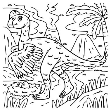 Oviraptor Dinozor 'un sevimli ve komik renkli sayfası. Çocuklar için saatlerce boyama eğlencesi sağlıyor. Renklendirmek için, bu sayfa çok kolaydır. Küçük çocuklar ve yeni yürümeye başlayanlar için uygun..