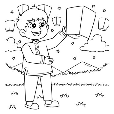 Fenerli bir Diwali çocuğunun şirin ve komik renkli sayfası. Çocuklar için saatlerce boyama eğlencesi sağlıyor. Renklendirmek için, bu sayfa çok kolaydır. Küçük çocuklar ve yeni yürümeye başlayanlar için uygun.. 