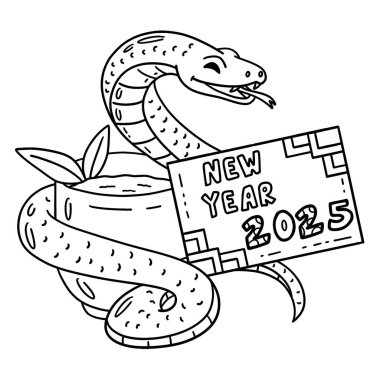 Yılan Yeni Yılı 2025 yılı için sevimli ve komik bir renk sayfası. Çocuklar için saatlerce boyama eğlencesi sağlıyor. Renklendirmek için, bu sayfa çok kolaydır. Küçük çocuklar ve yeni yürümeye başlayanlar için uygun..