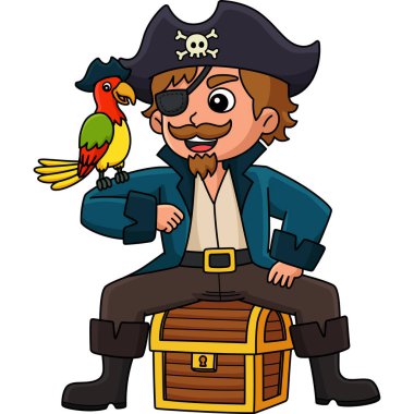 Bu karikatür klibinde papağan resimli bir korsan var..