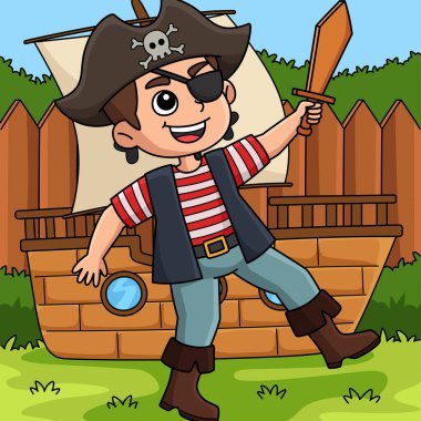 Bu karikatür bir Korsan Çocuk illüstrasyonunu gösteriyor..