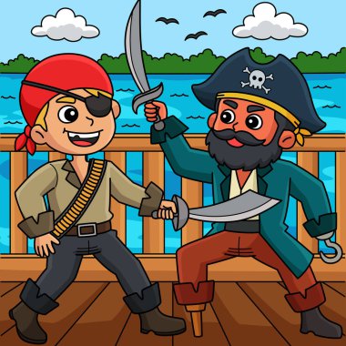 Bu karikatür, Korsan Dövüşü illüstrasyonunu gösteriyor..