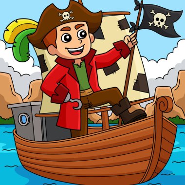 Bu karikatür klibinde bir Tekne Korsanı çizimi var..