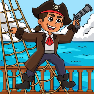 Bu karikatür klibinde bir Korsan İp Merdiveni illüstrasyonunu gösteriyor.