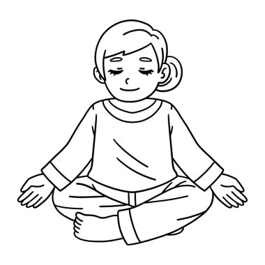 Meditasyon yapan Budist bir kızın sevimli ve komik renkli sayfası. Çocuklar için saatlerce boyama eğlencesi sağlıyor. Renklendirmek için, bu sayfa çok kolaydır. Küçük çocuklar ve yeni yürümeye başlayanlar için uygun..