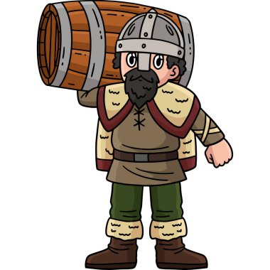 Bu karikatür, fıçı çizimi taşıyan bir Viking 'i gösteriyor..