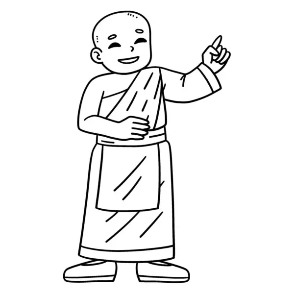 stock vector A cute and funny coloring page of a Buddhist Monk. Provides hours of coloring fun for children. To color, this page is very easy. Suitable for little kids and toddlers.