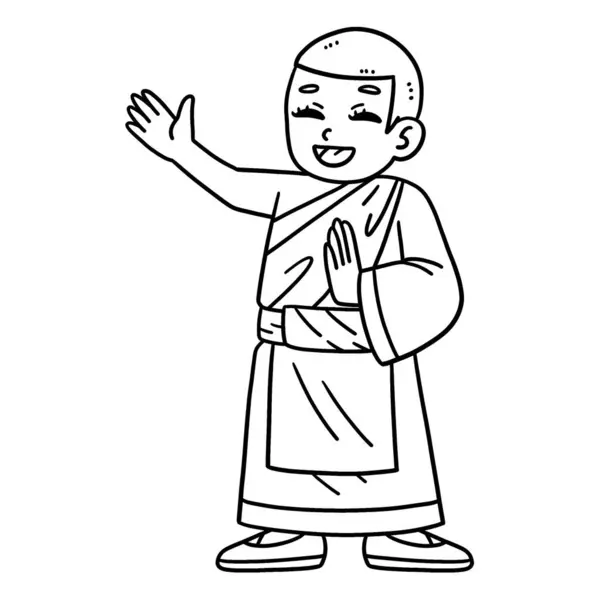 stock vector A cute and funny coloring page of a Buddhist Monk. Provides hours of coloring fun for children. To color, this page is very easy. Suitable for little kids and toddlers.