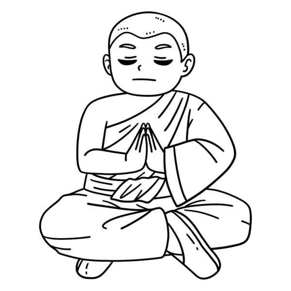 stock vector A cute and funny coloring page of a Buddhist Monk. Provides hours of coloring fun for children. To color, this page is very easy. Suitable for little kids and toddlers.