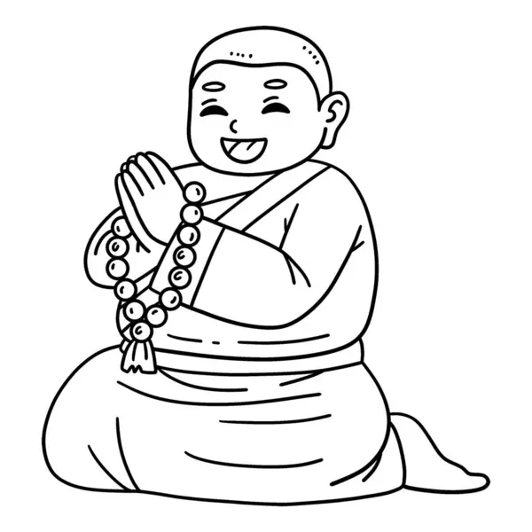 stock vector A cute and funny coloring page of a Buddha with Prayer Beads. Provides hours of coloring fun for children. To color, this page is very easy. Suitable for little kids and toddlers.