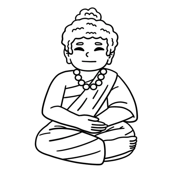 stock vector A cute and funny coloring page of a Buddha Sitting and Meditating. Provides hours of coloring fun for children. To color, this page is very easy. Suitable for little kids and toddlers.