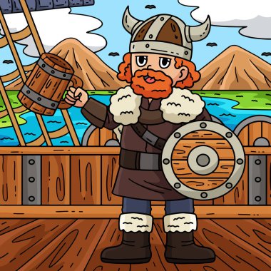 Bu karikatür, Viking İçme Mead illüstrasyonunu gösteriyor.. 