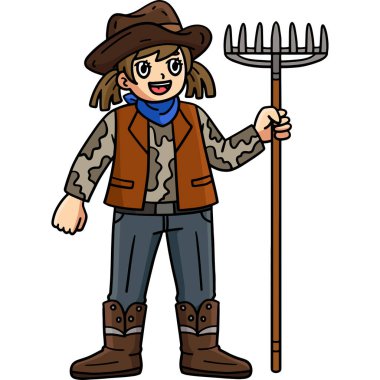 Bu karikatürde Kovboy Kız ve El Arabası Resimleri var..
