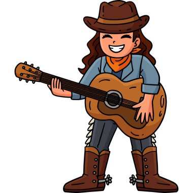 Bu karikatür klibinde gitar çalan bir Kovboy Kız var..