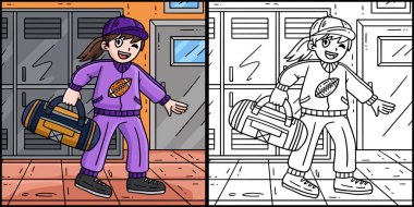 Bu boyama sayfasında Amerikan Futbolu Kadın Koçu var. Bu illüstrasyonun bir tarafı renkli ve çocuklar için bir ilham kaynağı..