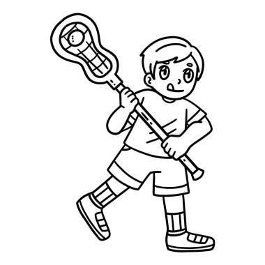 Lakros oynayan bir çocuğun sevimli ve komik renkli sayfası. Çocuklar için saatlerce boyama eğlencesi sağlıyor. Renklendirmek için, bu sayfa çok kolaydır. Küçük çocuklar ve yeni yürümeye başlayanlar için uygun..