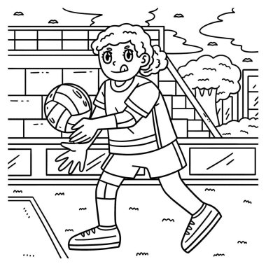 Voleybol bayan oyuncusunun topu fırlatan sevimli ve komik renkli bir sayfası. Çocuklar için saatlerce boyama eğlencesi sağlıyor. Renklendirmek için, bu sayfa çok kolaydır. Küçük çocuklar ve yeni yürümeye başlayanlar için uygun..