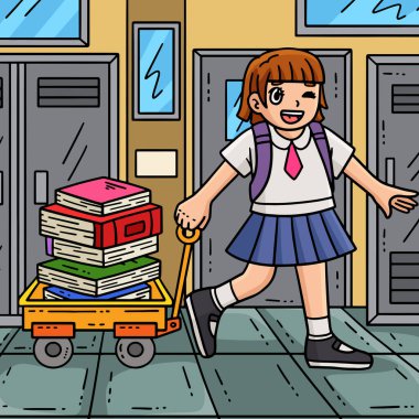 Bu karikatür, Okul Çocukları Tramvay Kitaplarının İlk Günü 'nü gösteriyor..