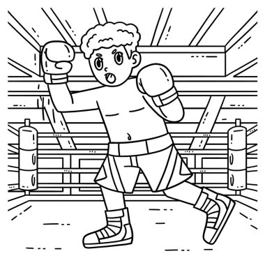 A cute and funny coloring page of a Boxing Boxer doing an Uppercut Punch. Provides hours of coloring fun for children. To color, this page is very easy. Suitable for little kids and toddlers. clipart