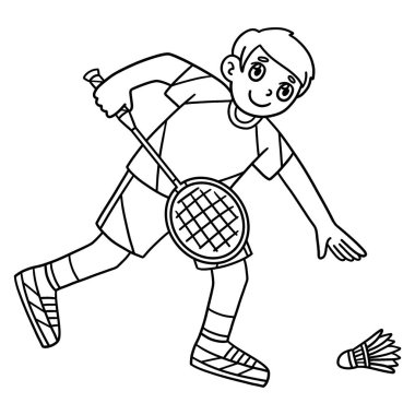 Badminton 'lu bir oyuncunun Shuttlecock' u kaldırışının sevimli ve komik renkli sayfası. Çocuklar için saatlerce boyama eğlencesi sağlıyor. Renklendirmek için, bu sayfa çok kolaydır. Küçük çocuklar ve yeni yürümeye başlayanlar için uygun..