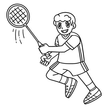 Badminton Oyuncusunun sallanan raketinin sevimli ve komik renkli sayfası. Çocuklar için saatlerce boyama eğlencesi sağlıyor. Renklendirmek için, bu sayfa çok kolaydır. Küçük çocuklar ve yeni yürümeye başlayanlar için uygun..