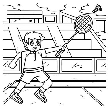 Badminton Player Hit Shuttlecock 'un şirin ve komik renkli sayfası. Çocuklar için saatlerce boyama eğlencesi sağlıyor. Renklendirmek için, bu sayfa çok kolaydır. Küçük çocuklar ve yeni yürümeye başlayanlar için uygun..