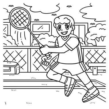 Badminton Oyuncusunun sallanan raketinin sevimli ve komik renkli sayfası. Çocuklar için saatlerce boyama eğlencesi sağlıyor. Renklendirmek için, bu sayfa çok kolaydır. Küçük çocuklar ve yeni yürümeye başlayanlar için uygun..