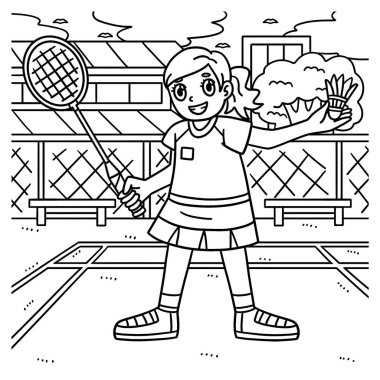 Raket ve Shuttlecock 'lu bir Badminton oyuncusunun şirin ve komik renkli sayfası. Çocuklar için saatlerce boyama eğlencesi sağlıyor. Renklendirmek için, bu sayfa çok kolaydır. Küçük çocuklar ve yeni yürümeye başlayanlar için uygun..