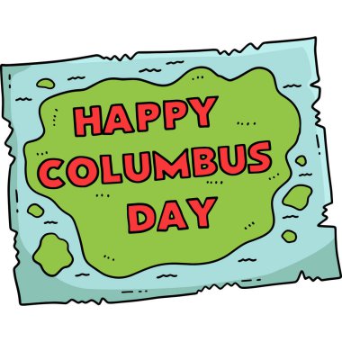 Bu karikatür parçası haritada Mutlu Kolomb Günü 'nü gösteriyor.