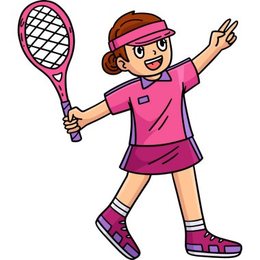 Bu karikatür klibinde raket resimli bir Tenis Kızı gösteriliyor..
