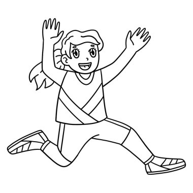 Uzun atlama yapan bayan sporcunun sevimli ve komik renkli bir sayfası. Çocuklar için saatlerce boyama eğlencesi sağlıyor. Renklendirmek için, bu sayfa çok kolaydır. Küçük çocuklar ve yeni yürümeye başlayanlar için uygun.. 