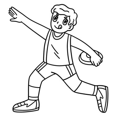 Diskosu olan bir atletizm atletinin sevimli ve komik renkli sayfası. Çocuklar için saatlerce boyama eğlencesi sağlıyor. Renklendirmek için, bu sayfa çok kolaydır. Küçük çocuklar ve yeni yürümeye başlayanlar için uygun.. 
