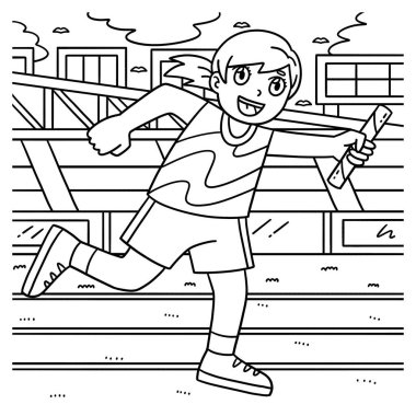 Bayrak bayrağıyla koşan bir bayan atletin sevimli ve komik renkli sayfası. Çocuklar için saatlerce boyama eğlencesi sağlıyor. Renklendirmek için, bu sayfa çok kolaydır. Küçük çocuklar ve yeni yürümeye başlayanlar için uygun.. 