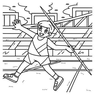 Bir atlet ve cirit atmanın sevimli ve komik renkli bir sayfası. Çocuklar için saatlerce boyama eğlencesi sağlıyor. Renklendirmek için, bu sayfa çok kolaydır. Küçük çocuklar ve yeni yürümeye başlayanlar için uygun.. 