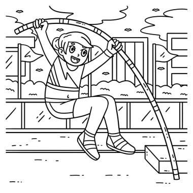 Pist ve Saha Sporcusu Pole Tonozu 'nun sevimli ve komik renkli bir sayfası. Çocuklar için saatlerce boyama eğlencesi sağlıyor. Renklendirmek için, bu sayfa çok kolaydır. Küçük çocuklar ve yeni yürümeye başlayanlar için uygun.. 