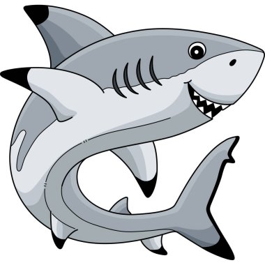 This cartoon clipart shows a Blacktip Shark illustration. clipart