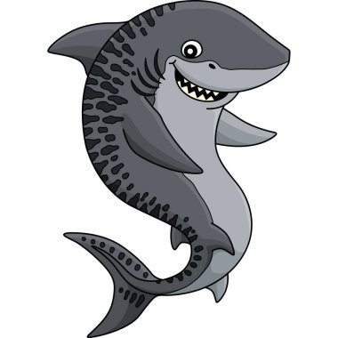 This cartoon clipart shows a Tiger Shark illustration. clipart