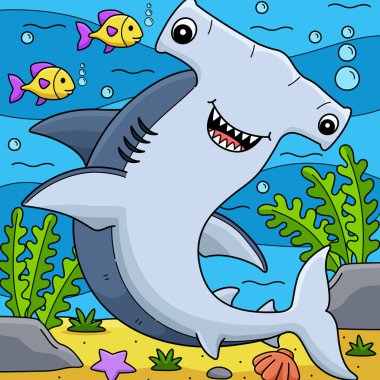 Bu karikatür, çekiç başlı köpekbalığı çizimini gösteriyor..