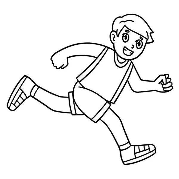 stock vector A cute and funny coloring page of a Track and Field Athlete Running. Provides hours of coloring fun for children. To color, this page is very easy. Suitable for little kids and toddlers. 