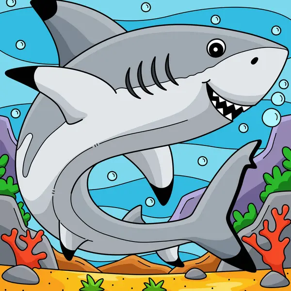 stock vector This cartoon clipart shows a Blacktip Shark illustration.