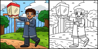 Bu boyama sayfasında Diwali Child ve Sky Lantern var. Bu illüstrasyonun bir tarafı renkli ve çocuklar için bir ilham kaynağı..